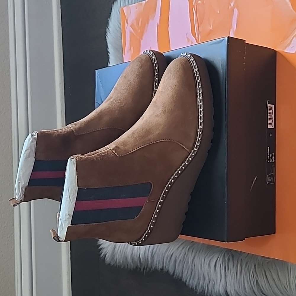 Nwt! Cecelia new york gemma slip on low wedge boot nutella - Picture 5 of 8